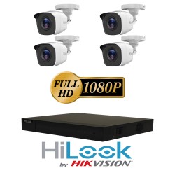 FULL HD 2.0Mpx Комплект за видеонаблюдение Hi-LOOKс 4 бр. HD-TVI Булет Камери и Хибриден Рекодер