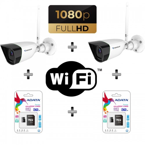 Комплект от 2бр. Безжични Wi-Fi Кaмери VSTARCAM с Вграден Микрофон и Карта Памет 32GB
