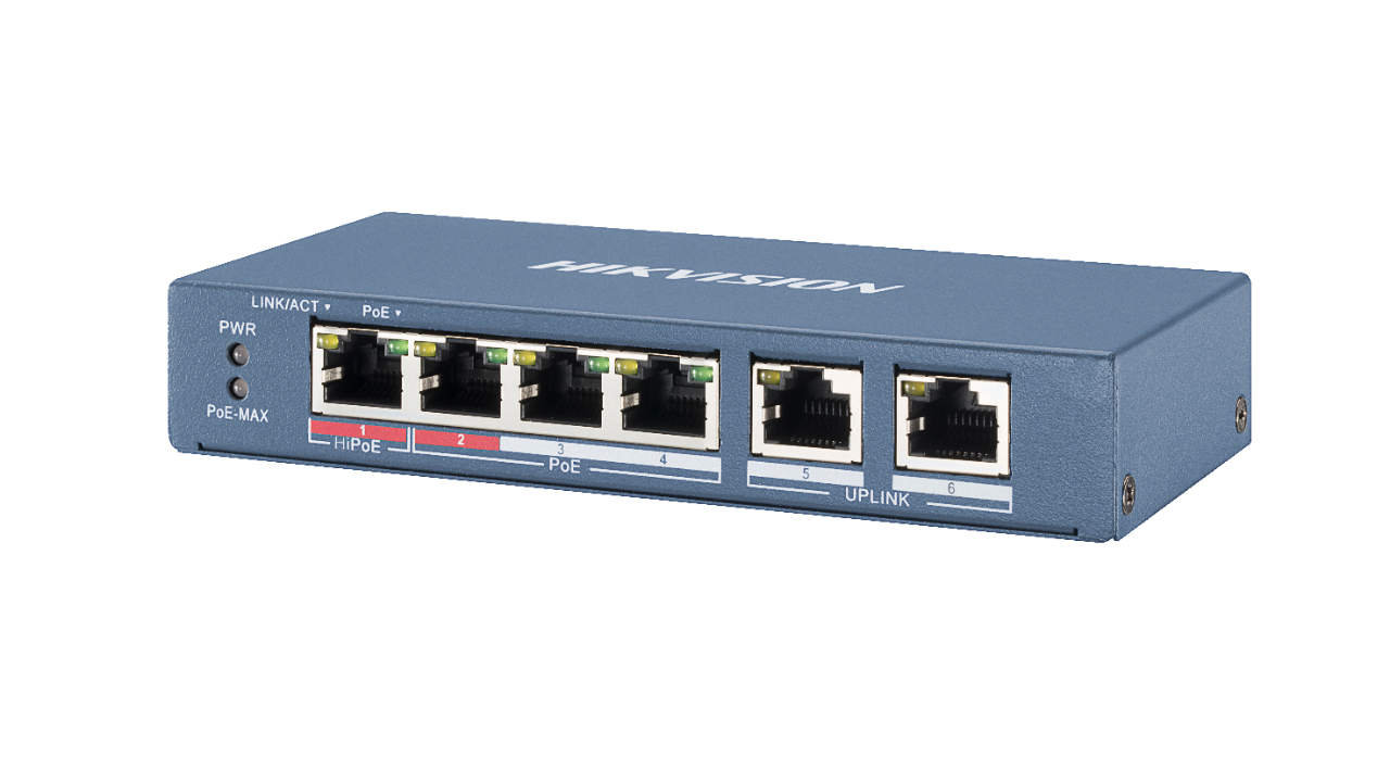 Hikvision 6 портов PoE мрежов комутатор DS-3E0106HP-E
