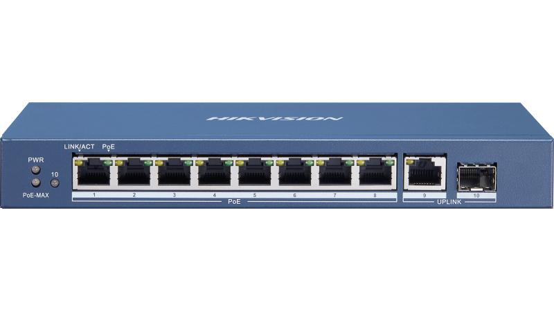 Hikvision 10-портов PoE мрежов комутатор DS-3E0510P-E/M