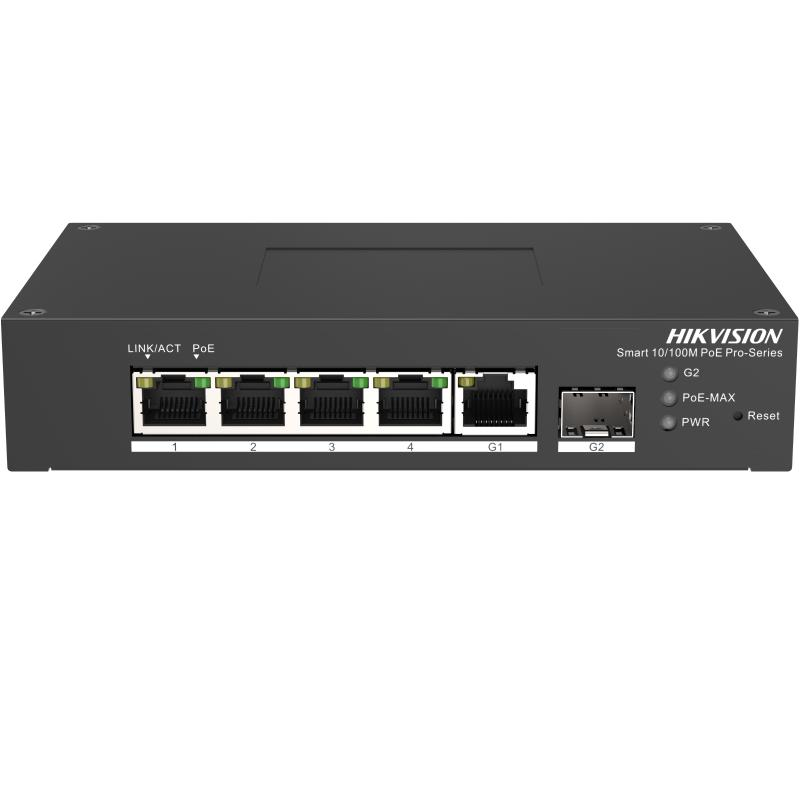 Hikvision 6-портов индустриален PoE мрежов комутатор DS-3T1306P-SI/HS