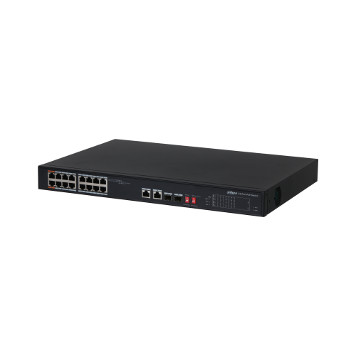DAHUA 18-портов PoE комутатор с 16 PoE порта и 135W мощност